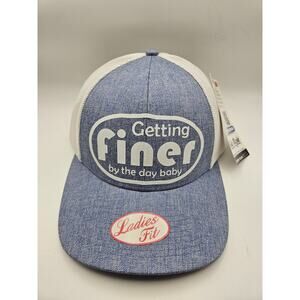 Outdoor Cap Snapback Trucker Hat - Blue & White, Mesh Back "Finer By The Day"